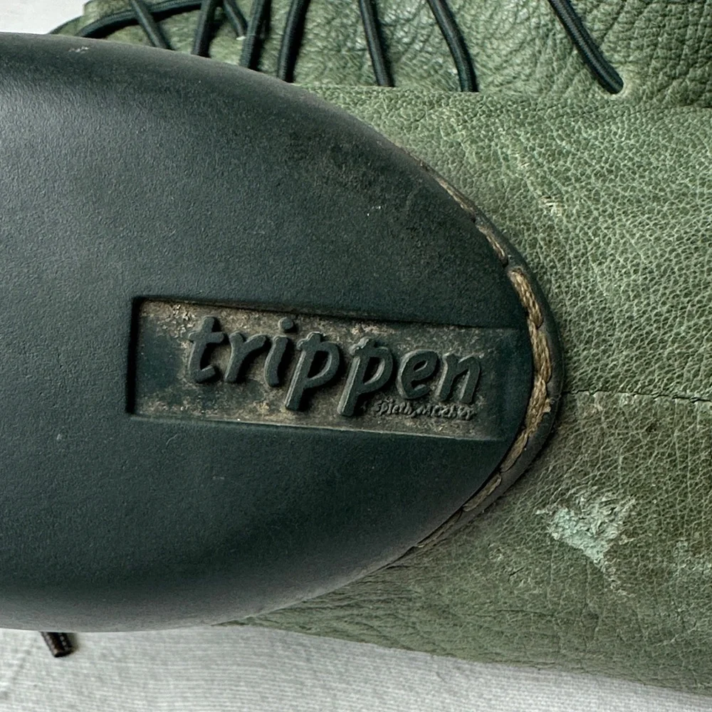 Olive Green Leather Men's Slip-On Loafers